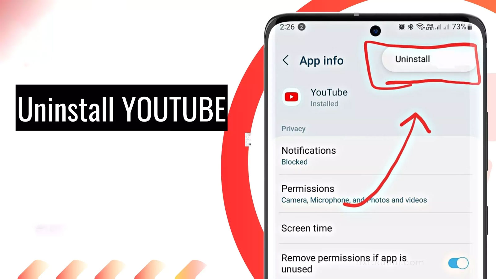 آموزش حذف یوتیوب از گوشی